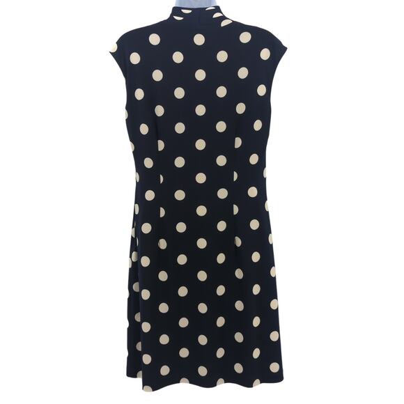 Eliza J Navy Polka Dot Dress Sz 8 Retro Cocktail Party Office Wrap Style - Picture 8 of 10